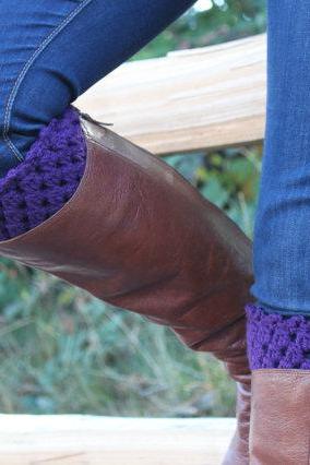 Crochet Boot Cuffs Leg Warmers Boot Socks Plum Purple