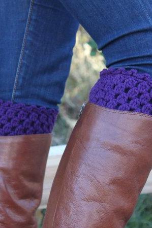 Crochet Boot Cuffs Leg Warmers Boot Socks Plum Purple