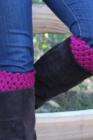Crochet Boot Cuffs Leg Warmers Boot Socks Magenta