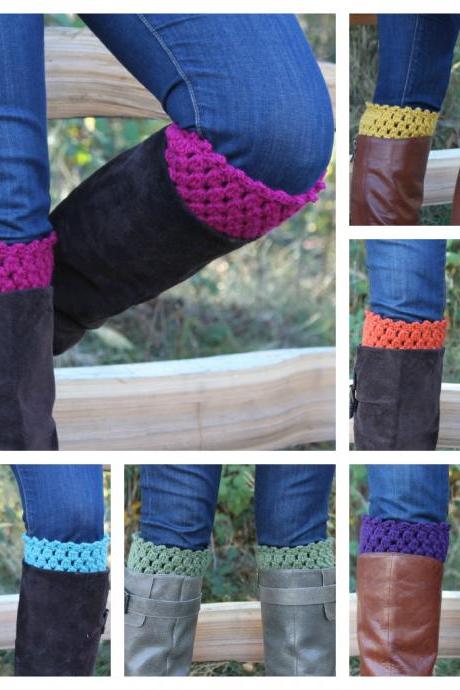 Crochet Boot Toppers Boot Cuffs Leg Warmers - Pick Your Color