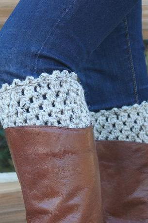 Crochet Boot Cuffs Leg Warmers Boot Socks Oatmeal