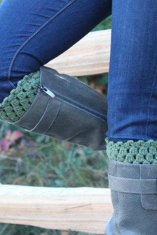 Crochet Boot Cuffs Leg Warmers Boot Socks Sage Green