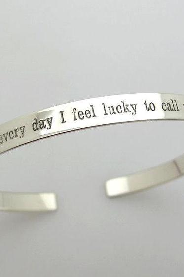 Inspirational Quote Cuff Bracelet - Personalized Sterling Silver Cuff Bracelet - Custom Bracelet - Minilaist Jewelry