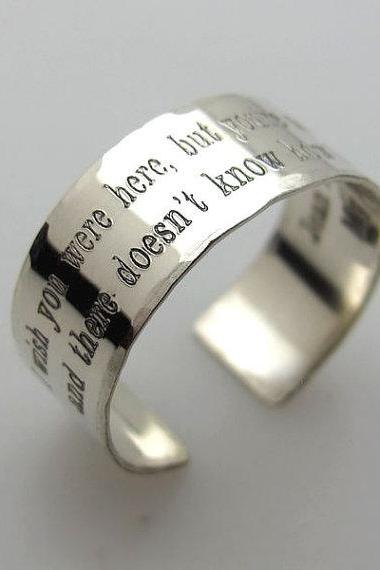 Inspirational Quote Ring in Sterling Silver - Personalized Band - Custom Ring - Unisex Open Band - Engraved Ring