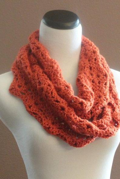 Pumkpin Spice Crochet Scarf Infinity Loop Thick Cowl Neckwarmer Scarf Snood