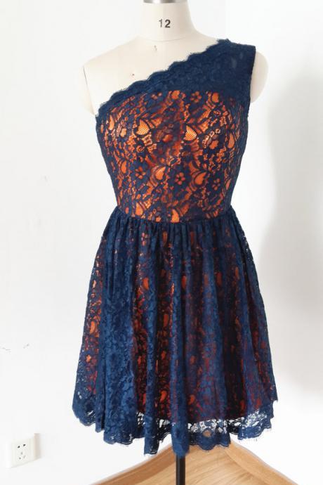Hd08217 Charming Homecoming Dress,Lace Homecoming Dress,One-Shoulder Homecoming Dress,Cute Homecoming Dress
