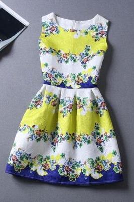 Sweet Printing Sleeveless Vest Dress For Women