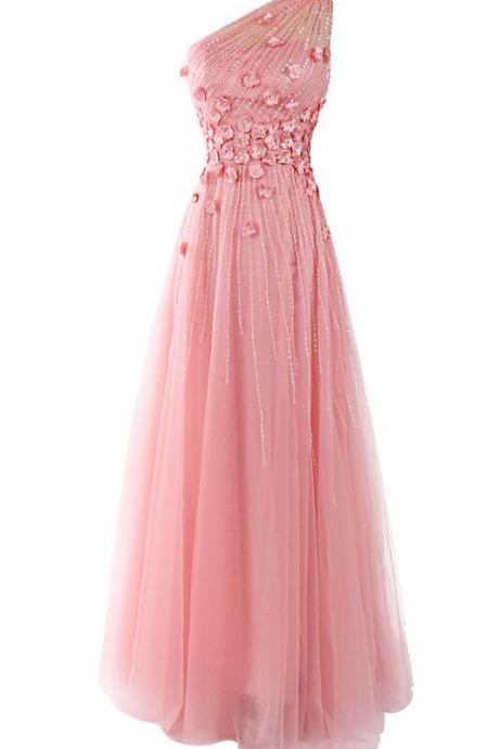 Pd081914 High Quality Prom Dress,a-line Prom Dress,chiffon Prom Dress,one-shoulder Prom Dress, Beading Prom Dress