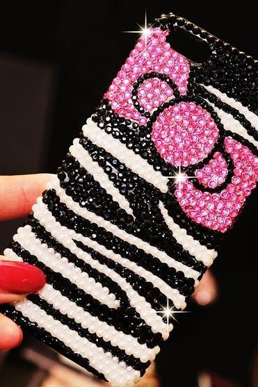 Iphone6 Galaxy S6 Edge Striped Bow Rhinestone Cases Bling Phone 6 6 Plus Case For Iphone And Samsung Mobile Oem Phone Case