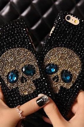 6c 6s plus 7plus iPhone 5 5s s6 Alloy skull for Bling Rhinestone shell for iPhone Personalised Samsung galaxy phone case mobile phone case OEM phone case