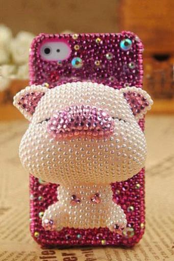 S6 Edge Iphone 6s Plus 7plus 5s Cute Pig Handmade Crystal Case Bling Rhinestone Pearl Phone Case For Iphone 6 And Samsung Case Diamond Frost