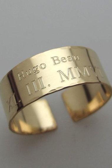 Personalized Gold Ring - Custom Band In Gold Filled 14k - Engraved Ring For Him Or For Her - Inspirational Ring