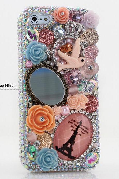 Bling Crystals Phone Case for iPhone 6 / 6s, iPhone 6 / 6s PLUS, iPhone 4, 5, 5S, 5C, Samsung Note 2, Note 3, Note 4, Galaxy S3, S4, S5, S6, S6 Edge, HTC ONE M9 (DIAMOND RING WITH MIRROR DESIGN ) By LuxAddiction