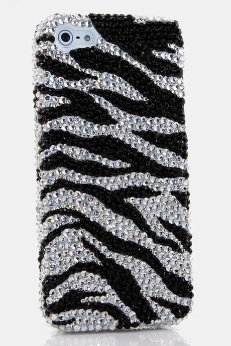 Bling Crystals Phone Case for iPhone 6 / 6s, iPhone 6 / 6s PLUS, iPhone 4, 5, 5S, 5C, Samsung Note 2, Note 3, Note 4, Galaxy S3, S4, S5, S6, S6 Edge, HTC ONE M9 (BLACK AND WHITE ZEBRA DESIGN) By LuxAddiction