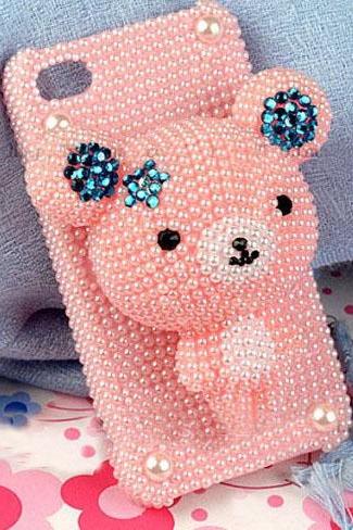 I6 Plus Gift Cute Bear Iphone 7plus 5 5s 6s Case Bling Pearl Rhinestone Case And Samsung Mobile Accept Oem Phone Case