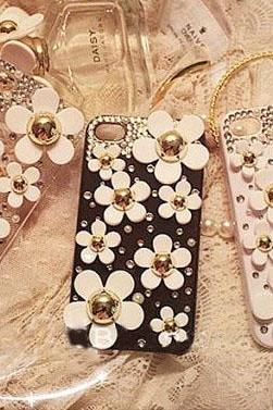 6s plus 7plus galaxy s6 cases White flower iPhone case Bling Phone 6 case for iPhone and Samsung mobile girly OEM phone case