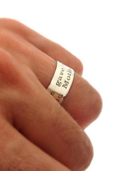 Inspirational Quote Band - Custom Ring For Her / Him - Personalized Rings, Quote Engraved Ring