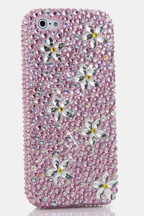 Bling Crystals Phone Case for iPhone 6 / 6s, iPhone 6 / 6s PLUS, iPhone 4, 5, 5S, 5C, Samsung Note 2, Note 3, Note 4, Galaxy S3, S4, S5, S6, S6 Edge, HTC ONE M9 (PINK DAISY DESIGN) By LuxAddiction