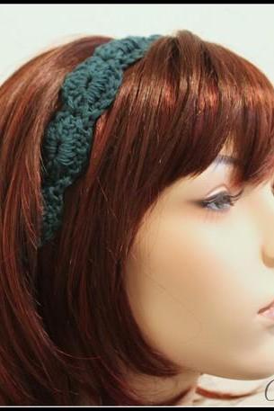 Headband Crochet Teal Hair Tie
