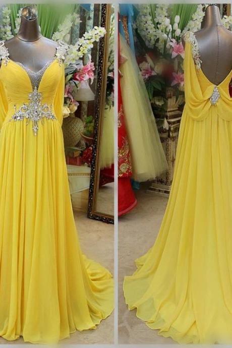 prom dresses 2019,backless prom dresses,long crystal beading dresses, yellow evening dresses, formal dresses evening, plus size dresses, sexy evening gowns