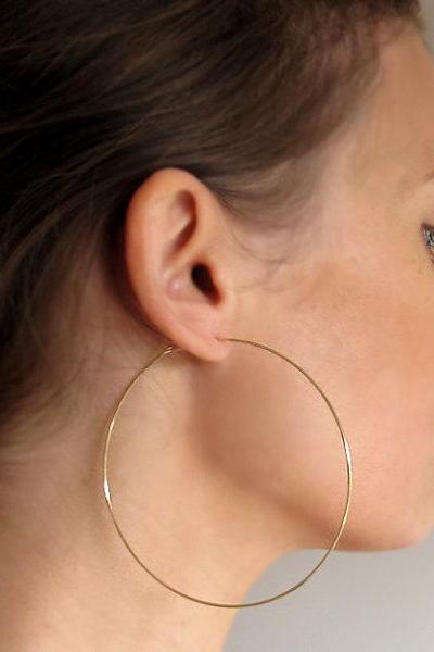 Gold Hoop Earrings - Fashion Hoops - Xl Gold Hoops - Lightweight Hoop Earrings From Nadin