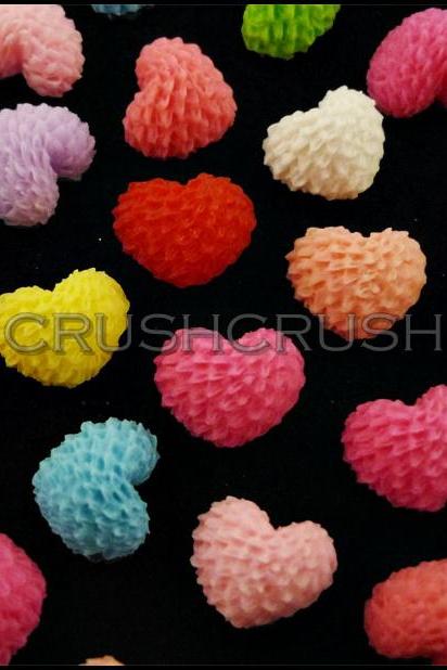 50pcs 11mm Candy Color Heart Cabochons Flat back Scrapbooking F600