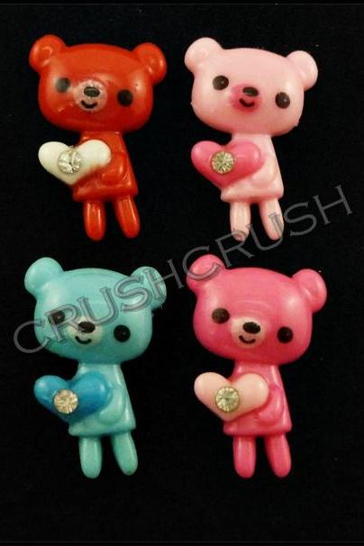  15pcs Killer Gloomy Teddy Bear Resin Flat Back Cabochons F606