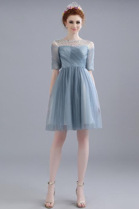 Hd09011 Charming Homecoming Dress,tulle Homecoming Dress,short Sleeves Homecoming Dress,noble Homecoming Dress