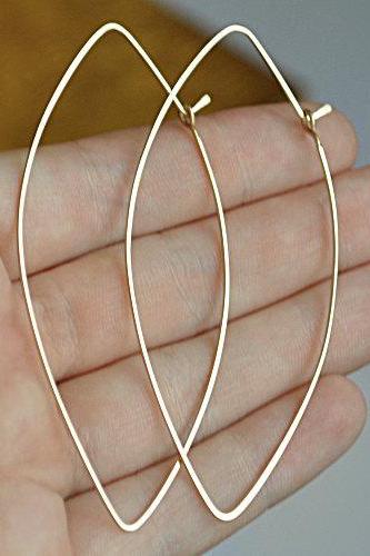 Leaf Shaped Earrings - Gold Filled Earrings - Fashion Earrings - Petal Hoop Earrings
