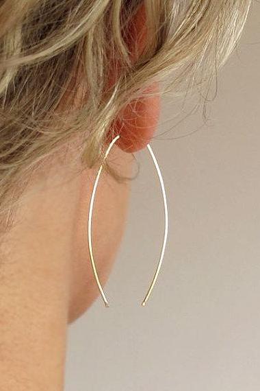 Sterling Silver Gold Wishbone Earring - Modern Jewelry - Everyday Day Earrings