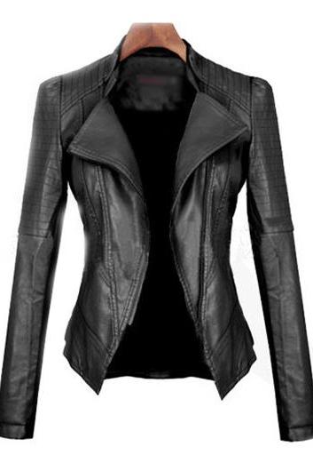 Black Faux Leather Moto Jacket