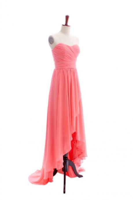 CHARMING STRAPLESS HIGH-LOW CHIFFON Bridesmaid dresses Ball gown Party dresses Strapless Sweetheart Evening dress