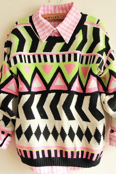 Hot sale Fashion Sweaters & Cardigans With Totem Geometry for women