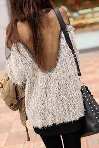 Hot sale Sexy Mesh Splicing Halter Strapless Sweater for women