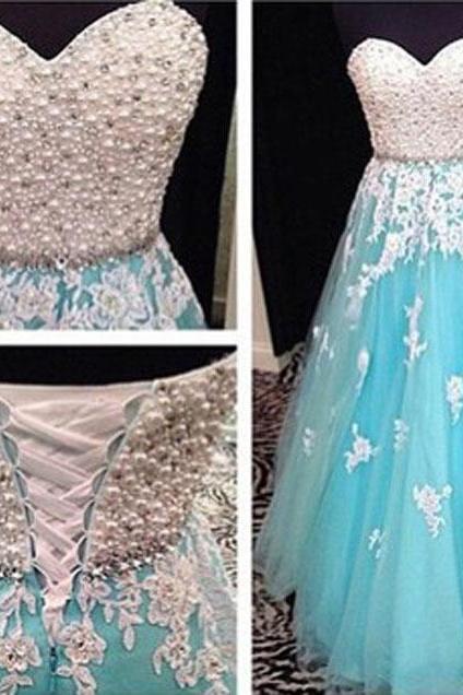 Sweetheart Prom Dress Beading Prom Dress Appliques Prom Dress A-line Prom Dress