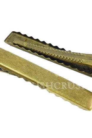  50pcs 45mm BRASS plated Alligator hair clip with Teeth C12