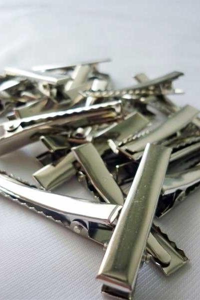  50pcs 45mm Silver plated Alligator hair clip with Teeth C3