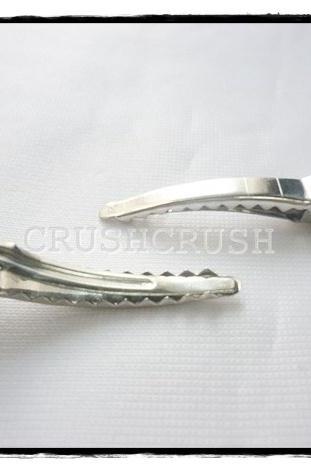 50pcs 35mm Silver Single Prong Alligator Hair Clips with Teeth C6
