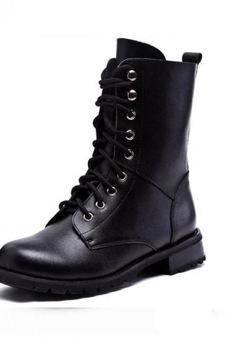 Black Classics Lace Up Leather High Boots J3WY4D6UD3QRD7LLZCRNW 5ESZXVMS5EX