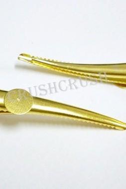 25pcs 55mm Gold ALLIGATOR Hair clips With pad And TEETH C27
