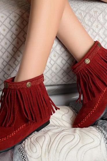 Hot sale winter Tassel Height Increasing Flat Boots