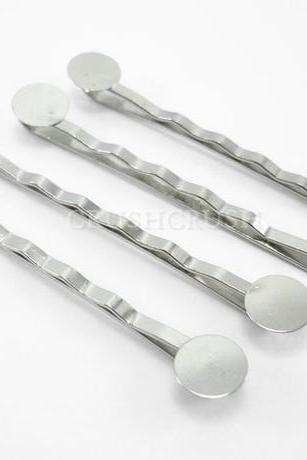  25pcs 50mm Silver steel Tone Bobby Pin with 8 mm Pad C24