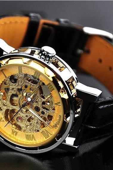 Mens Watch Steampunk Mechanical Wrist Watch