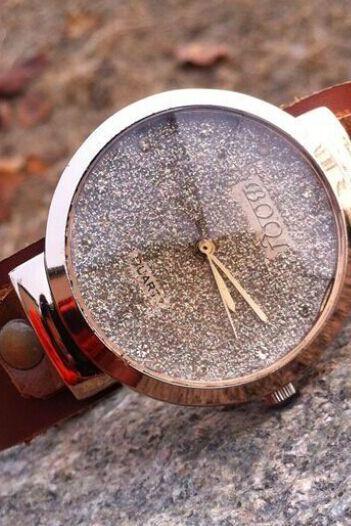 Retro Rhinestone Glitter Leather Watch -womens Handmade Wristwatch