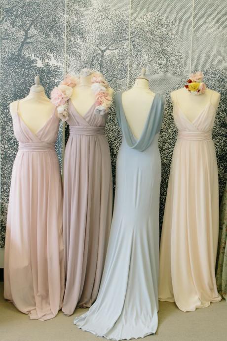 Fashion Bridesmaid Dresses, Floor-length Bridesmaid Dresses ,spaghetti Straps Bridesmaid Dresses, Chiffon Bridesmaid Dress ,bridesmaid Dresses