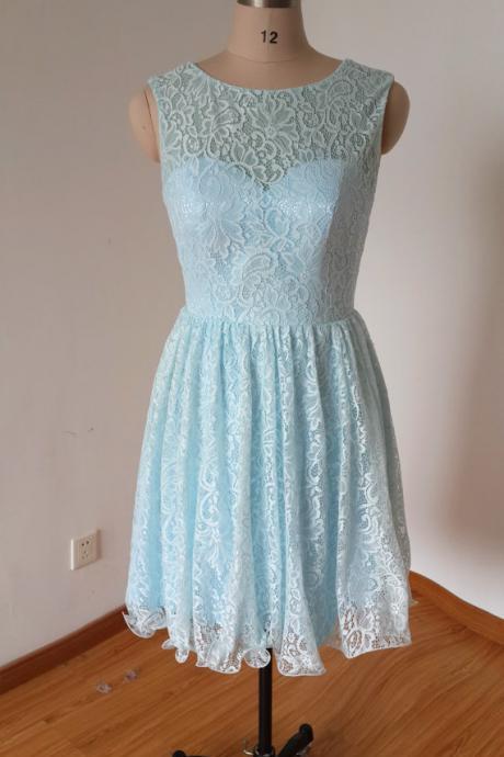 Eveing dresses Homecoming Dress LACE PROM DRESS BLUE Short A-Line DRESSES MINI PARTY DRESSES
