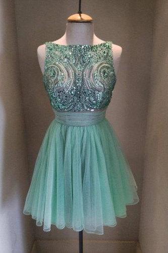 Eveing Dresses O-neck Homecoming Dress Tulle Prom Dress Short A-line Dresses Mini Party Dresses