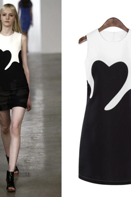 Summer New Women's Black And White Stitching Vest Dress Fashion Short Skirt