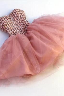 High Quality Short Chiffon Homecoming Dress, Lace-Up With Rhinestone Party Dresses, Lovely Party Dress