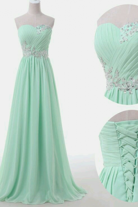 Custom Made A Line Sweetheart Neck Floor Length Prom Dresses, Long Formal Dresses